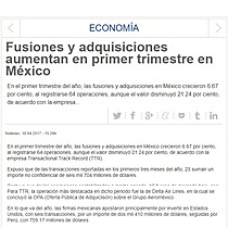 Fusiones y adquisiciones aumentan en primer trimestre en Mxico